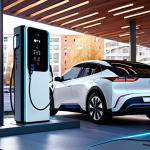 **Prompt 1:** A futuristic, sleek EV charging station situated in a brightly lit, modern apartment complex parking lot. The station features an intuitive digital interface displaying dynamic energy flow, representing both charging and V2G capabilities. Abstract elements of glowing neural networks and interconnected blockchain blocks are subtly integrated into the design, symbolizing AI-driven optimization and transparent, secure transactions. The overall atmosphere is clean, efficient, and optimistic, highlighting a fair and advanced EV charging ecosystem.