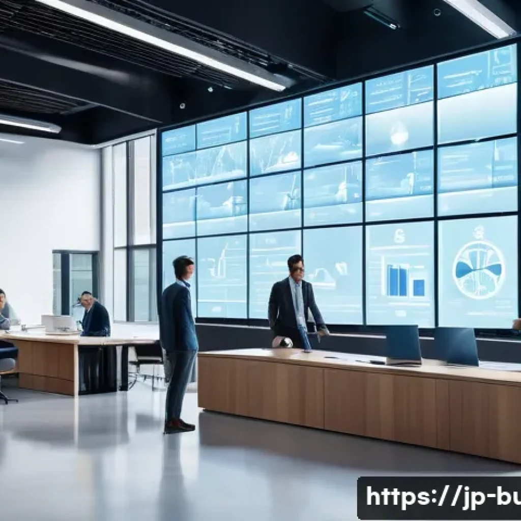 빌딩 관리 시스템 소프트웨어 - A Vision of the Future: The AI-Powered Smart Building**
A futuristic, clean, and brightly lit interi...