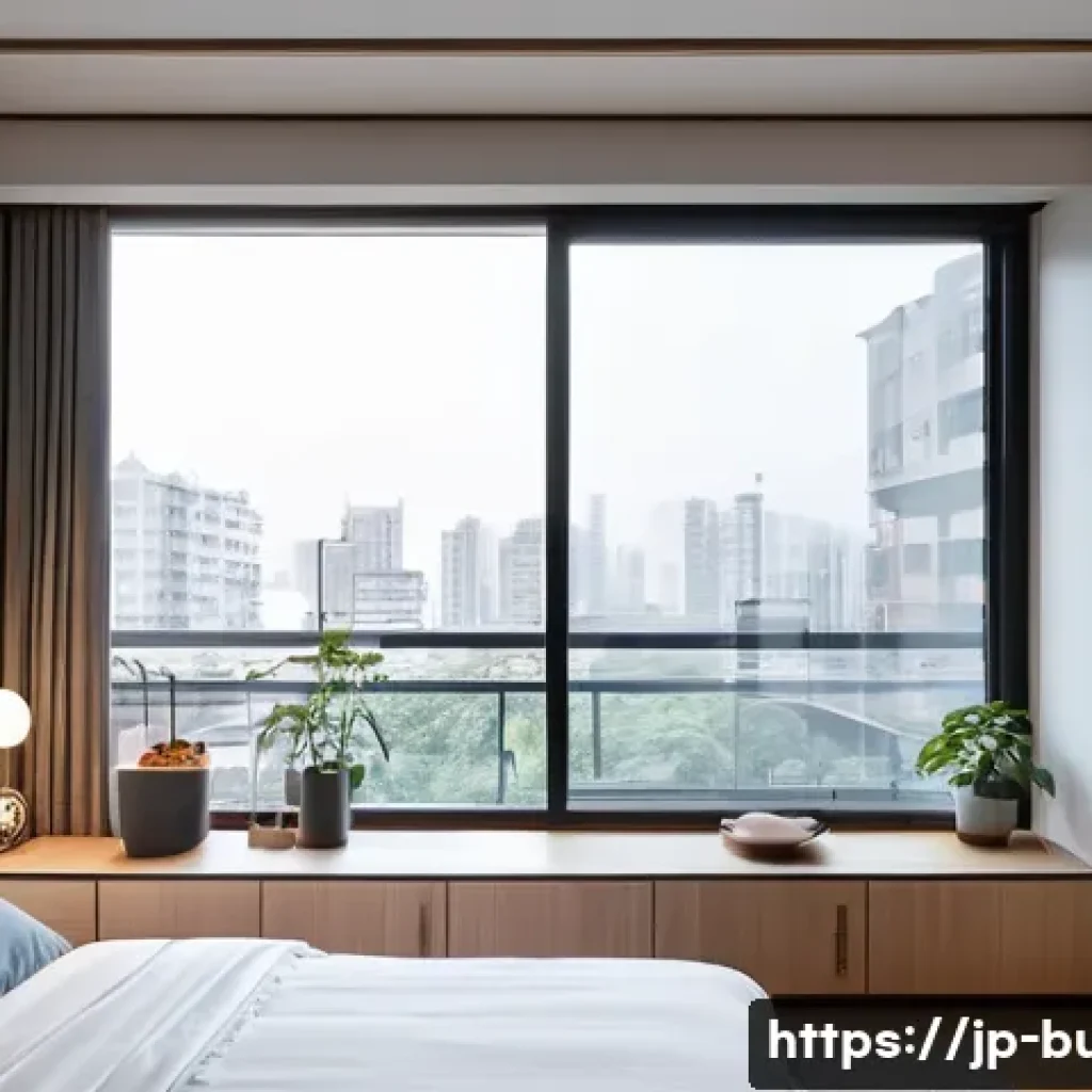 건물 외부 소음 차단 방법 - A modern Japanese apartment room featuring a double-glazed window installation, showcasing two layer...