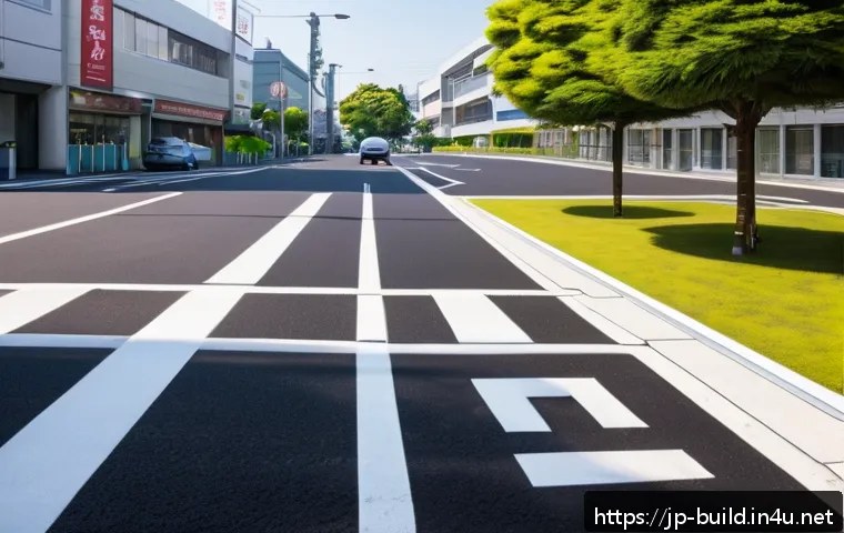 건물 주차장 청소 서비스 - A clean, modern parking lot in Japan during early morning light, featuring neatly painted white park...